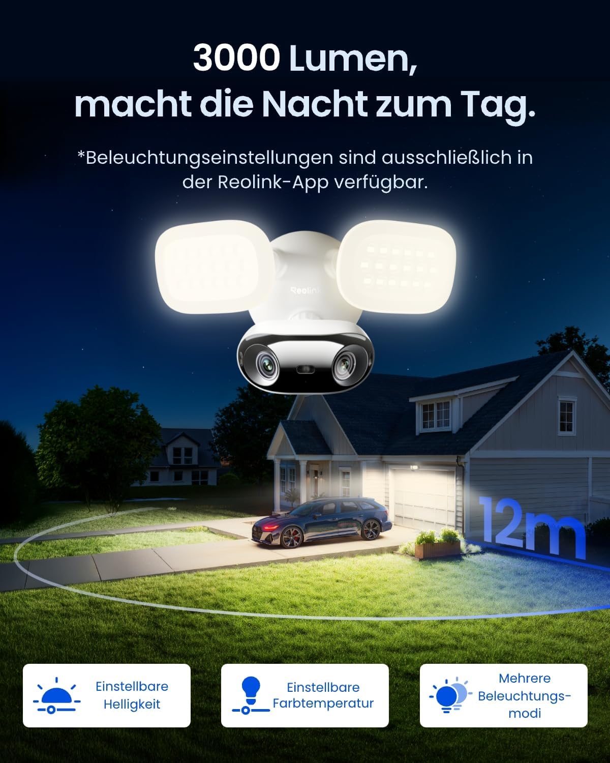 Reolink 4K 8MP Wi-Fi 6 Überwachungskamera Aussen mit 3000 Lumen Flutlicht – Bild 4