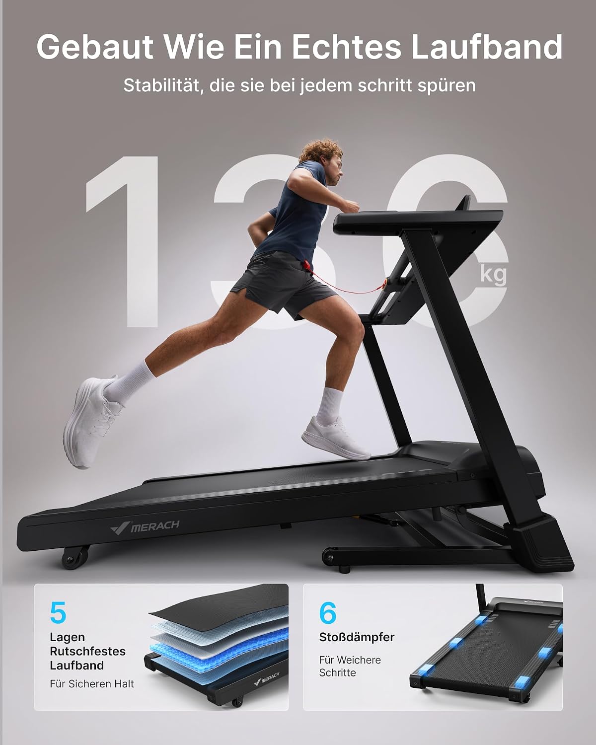 MERACH Laufband für Zuhause, 42x110CM/42x108CM Große Lauffläch,Stoßdämpfend – Bild 4