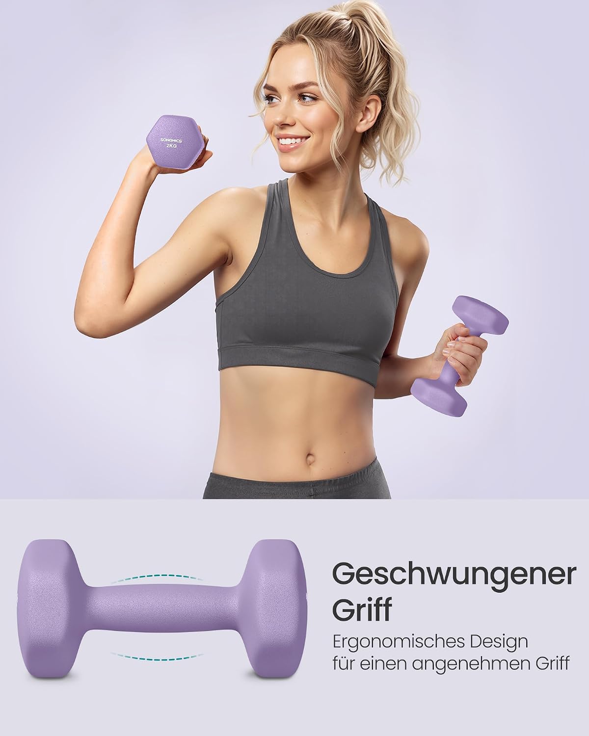 SONGMICS 2 Stück Hexagon Hanteln mit Neoprenbeschichtung für Krafttraining, Fitness, Zuhause – Bild 3