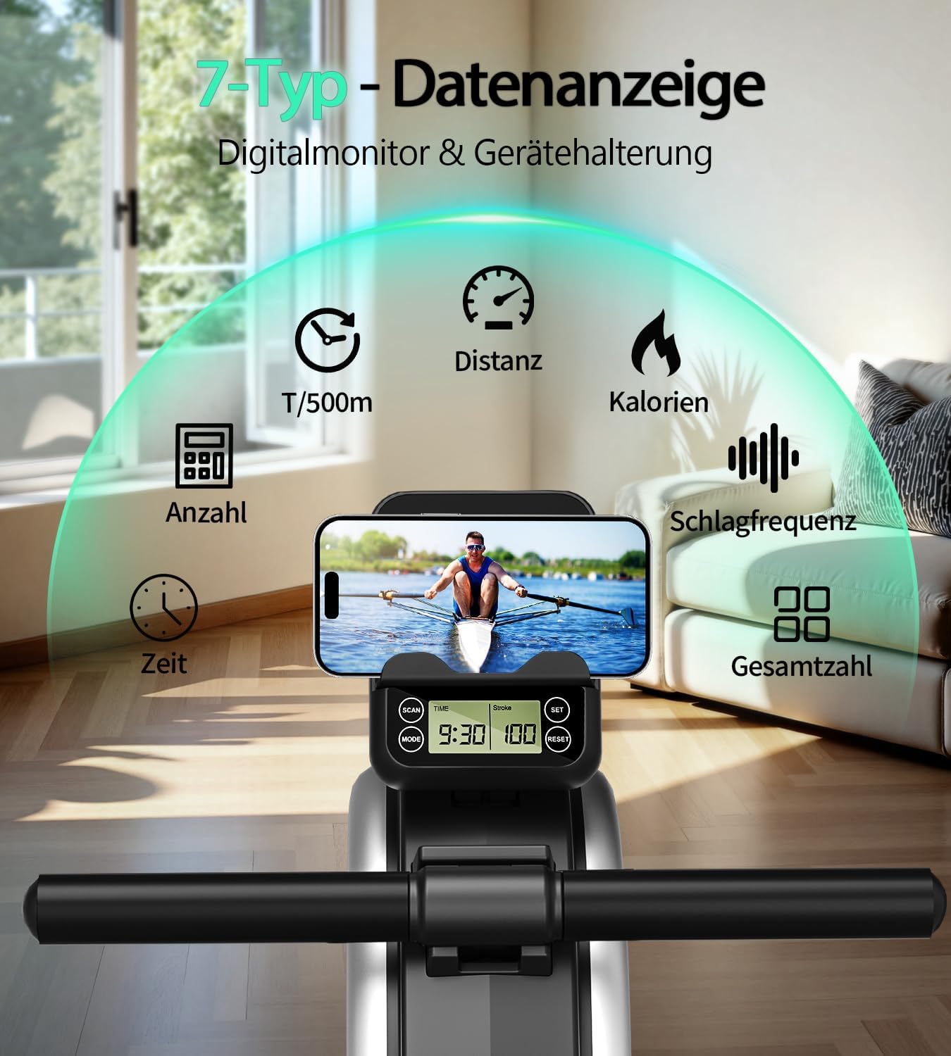 DMASUN Rudergerät für Zuhause, 16 Widerstandsstufen, Leise Magnetbremse – Bild 4