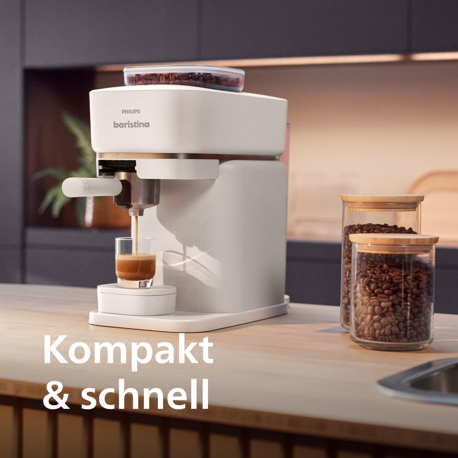 PHILIPS Baristina Espressomaschine mit Milchaufschäumer, Weiß, 16 Bar – Bild 7