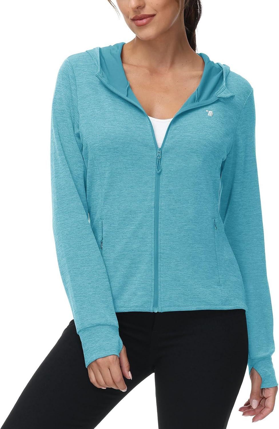Rdruko Laufjacke Damen Sportjacke UV Jacke Trainingsjacke mit Kapuze – Bild 2