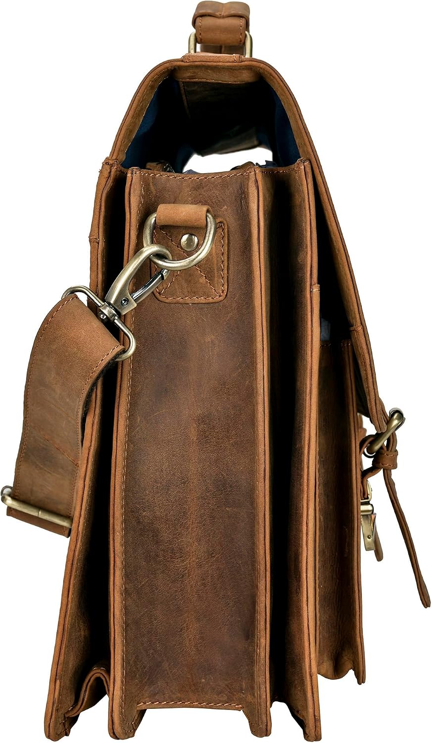 Marc Peter Amsterdam Aktentasche Leder XL Vintage Lehrertasche mit Laptopfach 15,6 Zoll große Ledertasche zum Umhängen Trolley aufsteckbar – Bild 8