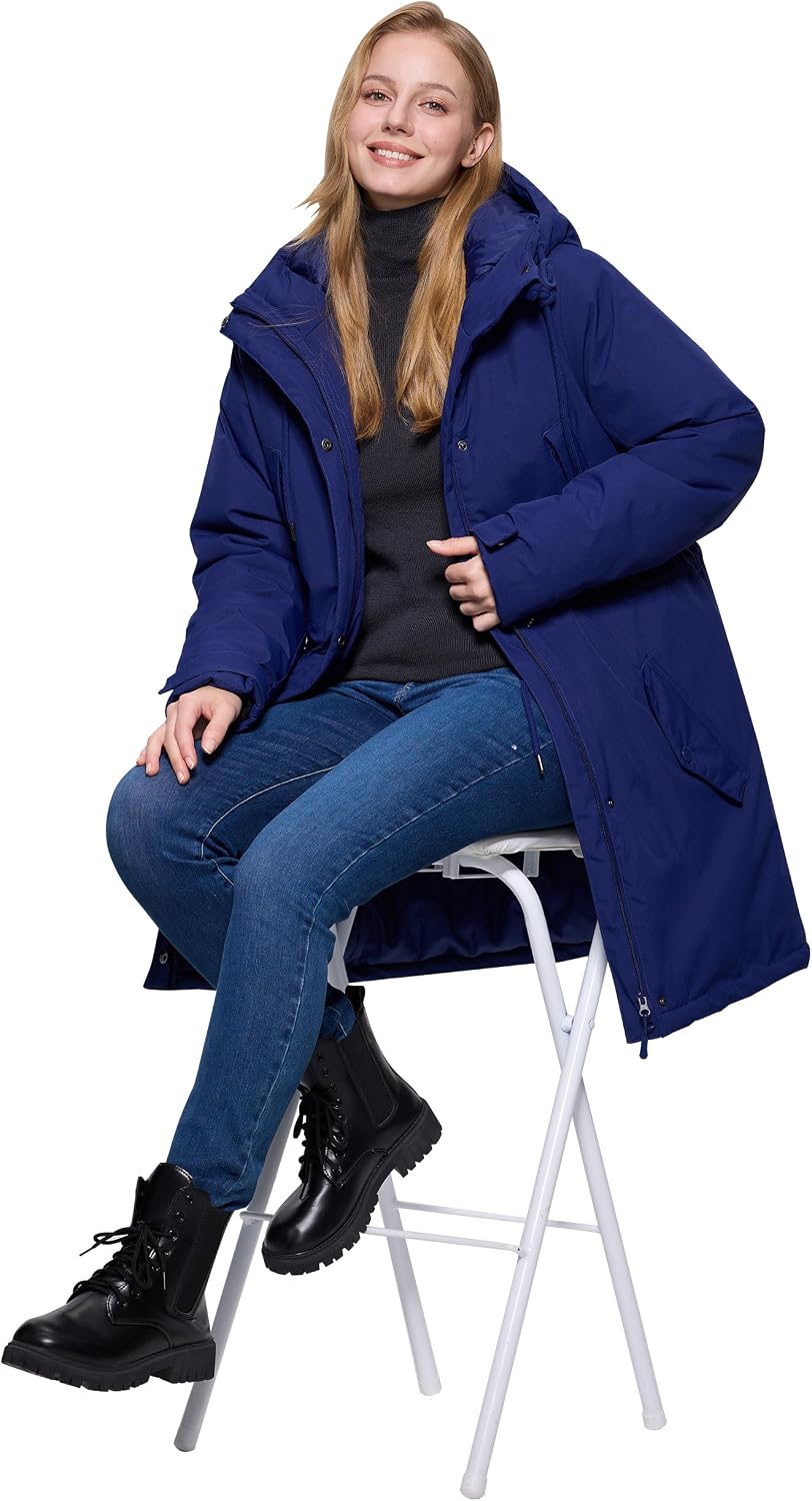 Winterjacke Damen Warm Kapuze Lange Wasserdicht Wintermantel Klassischer – Bild 7