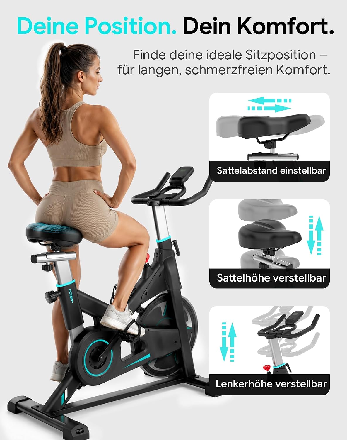 WENOKER Heimtrainer Fahrrad, Magnetwiderstand mit 15 dB – Bild 6