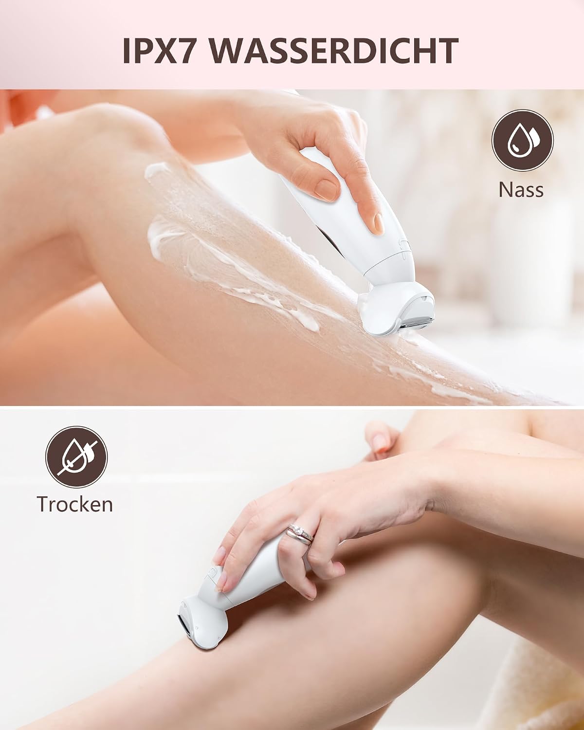 Rasierer Damen,3-In-1 Intimrasierer für Frauen,Gesichtshaarentferner für Frauen,Damenrasierer Elektrisch Nass-Trockenrasierer Ipx7 Wasserdicht Trimmer Damen,für Bikinizone Achseln Beine,USB-Aufladung – Bild 5