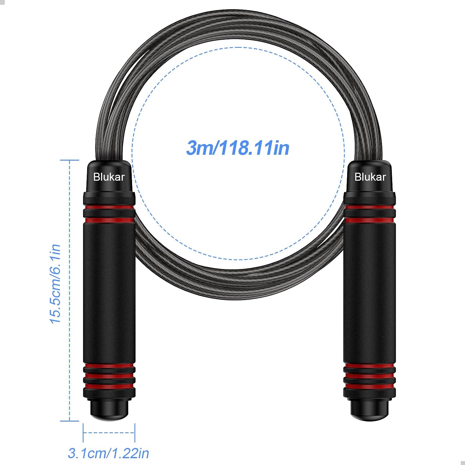 Blukar Springseil, Speed Rope Verstellbar mit Hautfreundlich Schaum Griffe – Bild 8