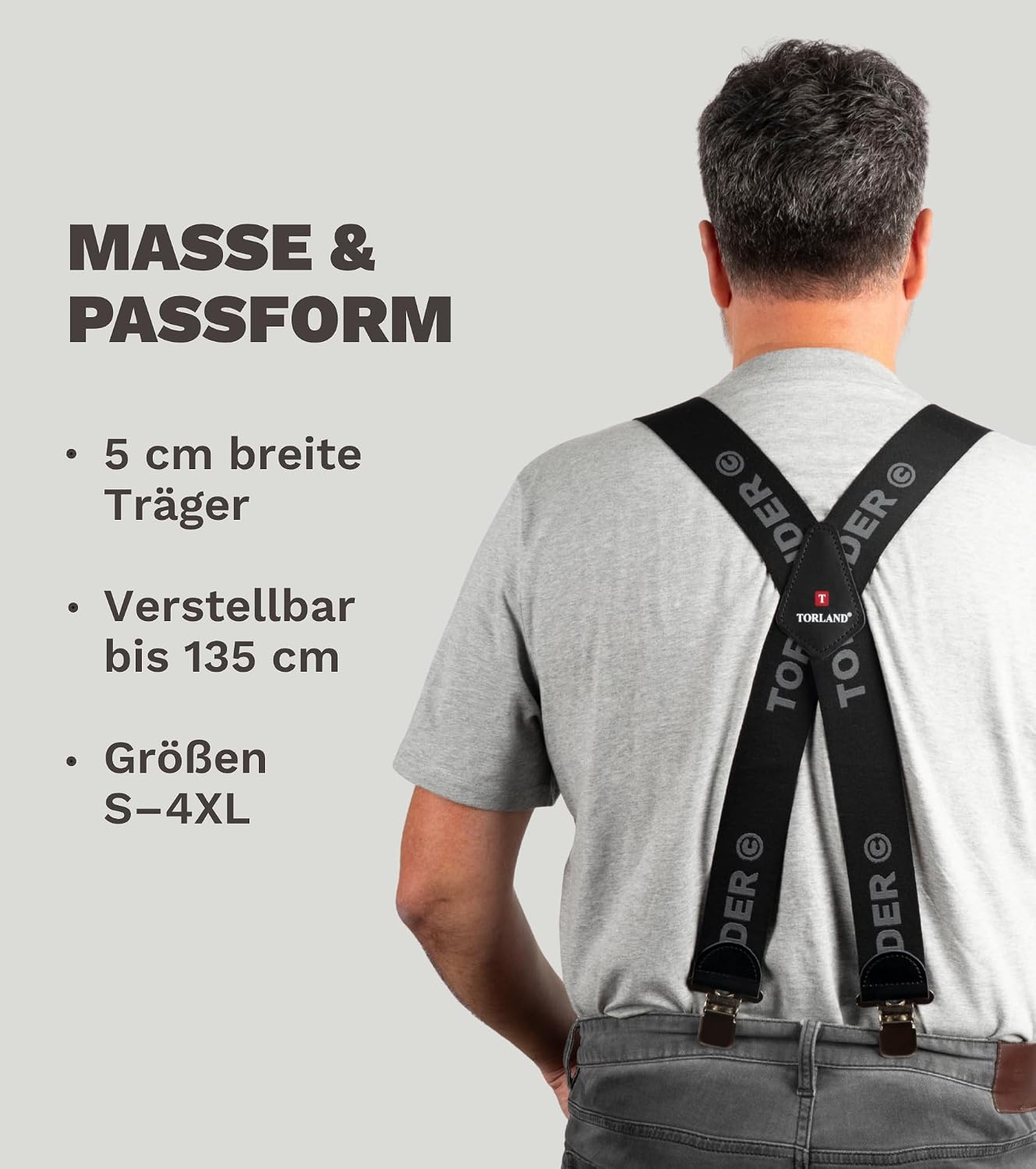 Hosenträger Herren extra stark, mit Rindsleder, 5 cm breit – Bild 3