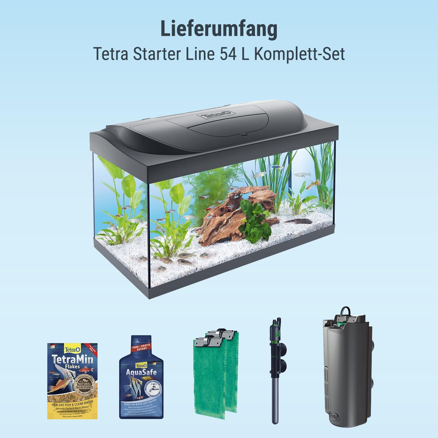 Tetra Starter Line 54 L Aquarium Komplett-Set mit LED-Beleuchtung, schwarz – Bild 5
