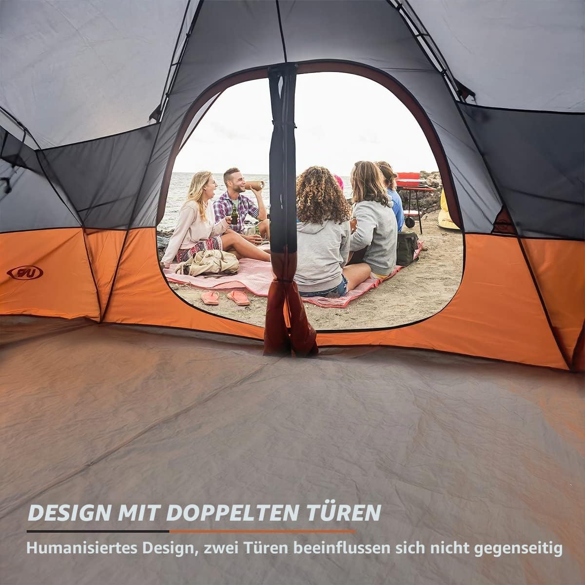 UNP Familienzelt 10 Personen, großes Campingzelt mit 2 Räumen & Trennwand – Bild 5