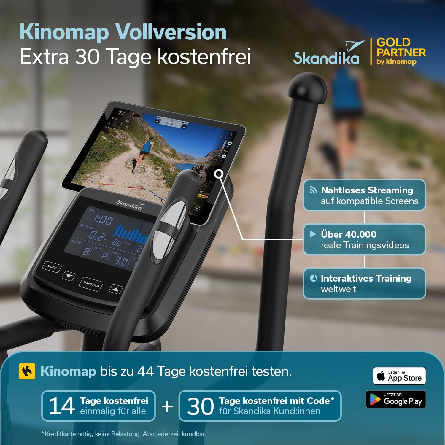 Skandika Crosstrainer für Zuhause Fint | Heimtrainer leise, 32 Stufen, 22 Programme, bis 120 kg, Kinomap App kompatibel, 8 kg Schwungmasse, Ellipsentrainer | Ellipsen Crosstrainer Fitness Sport – Bild 3