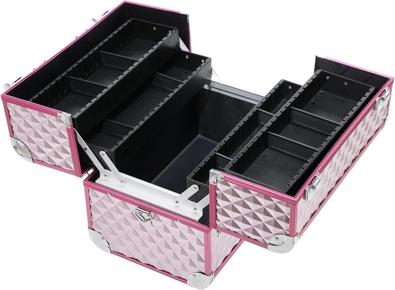 SONGMICS Kosmetikkasten, Rosa, MDF, ABS-Kunststoff, klappbare Fächer – Bild 3