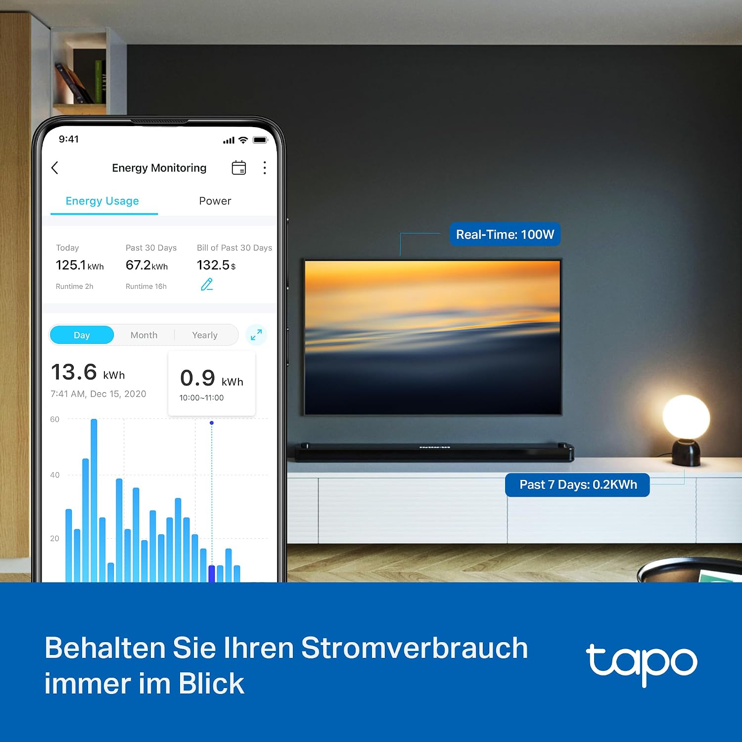 TP-Link Tapo Smart WLAN Steckdose P110 mit Energieverbrauchskontrolle, Smart Home Alexa funktioniert mit Google Home, Sprachsteuerung, Fernzugriff, Kein Hub notwendig, Mini – Bild 2