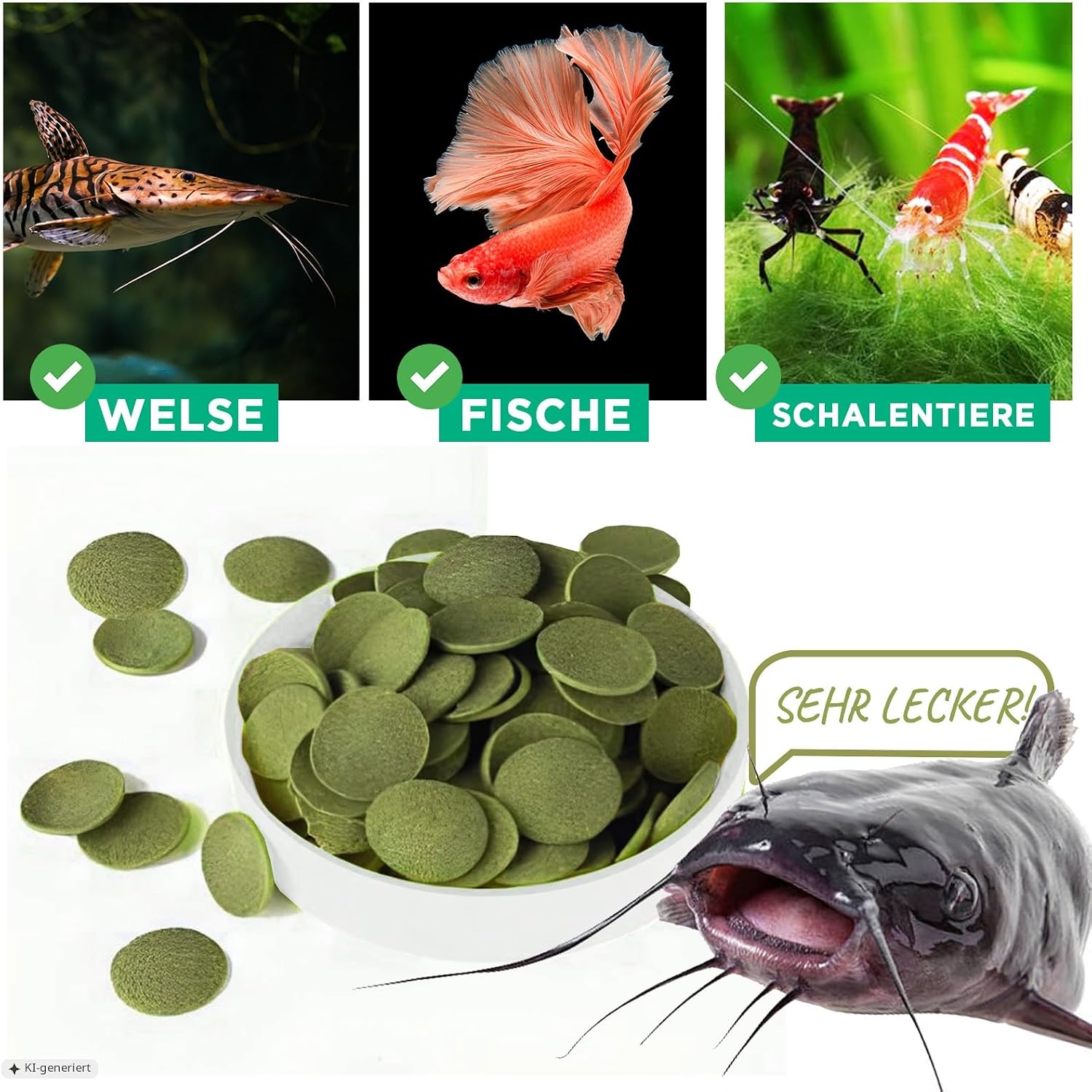 EWL Wels Futtertabletten 1kg (2L) | Wels Chips | Fischfutter mit Spirulina – Bild 4