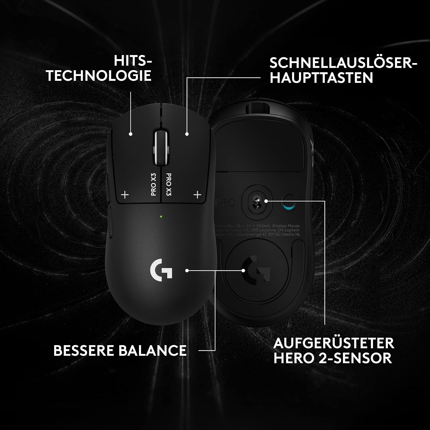 Logitech G PRO X3 SUPERSTRIKE Gaming-Maus - Schwarz – Bild 2