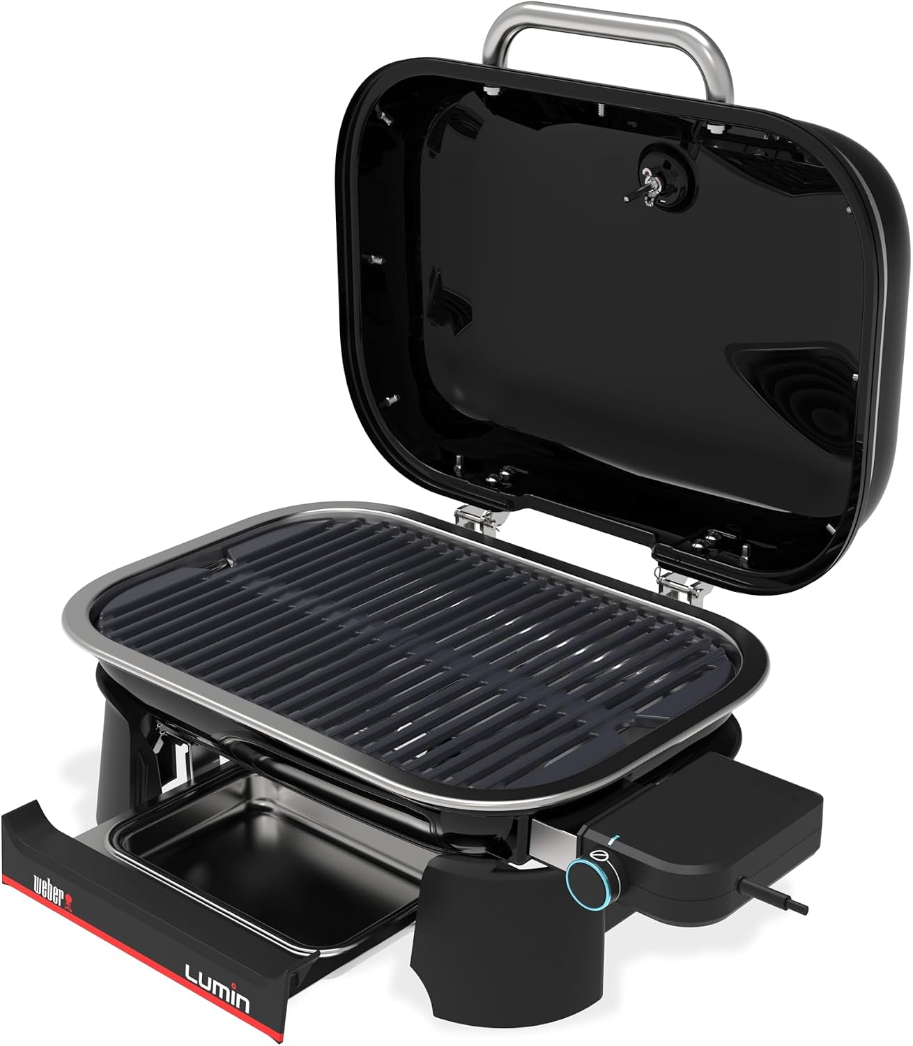 Weber Lumin Compact Tragbarer Kompakter Elektrogrill, Bis zu 315 °C, mit Deckelthermometer, Porzellanemaillierte Gusseisenroste, 43 x 32 cm Grillfläche, Schwarz (1502044) – Bild 2
