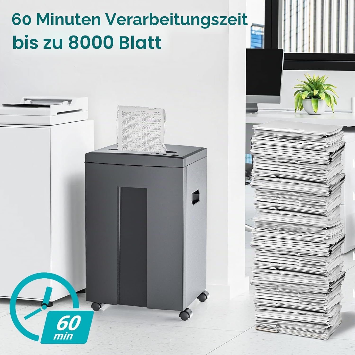 WOLVERINE SD9113 Aktenvernichter P-4, 18 Blatt, Partikelschnitt, Grau – Bild 3