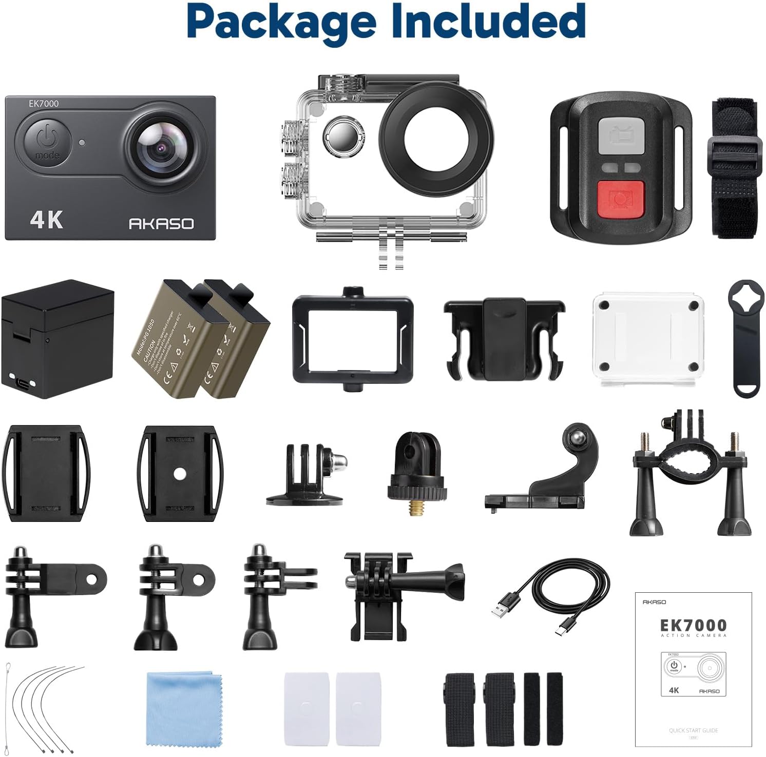 AKASO Action Cam,4K30FPS 20MP WiFi Unterwasserkamera EIS Stabilisierung 170° Weitwinkel Ultra HD Action Kamera mit 4X Zoom und 2x1050mAh Akkus-EK7000 Schwarz – Bild 9