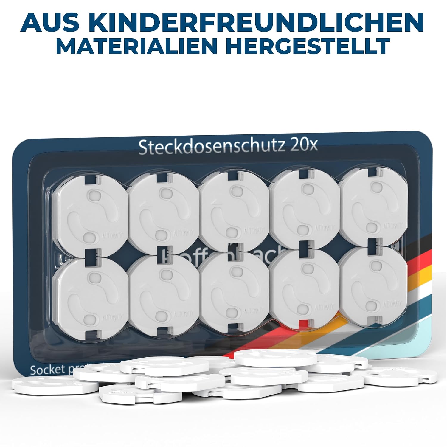 Hoffenbach 20x Steckdosen Kindersicherung – Steckdosensicherung mit Drehmechanik – Schutz für Babys & Kinder – Steckdosenschutz verhindert Unfälle & Stromschläge – Steckdose Kinderschutz – Weiß – Bild 8