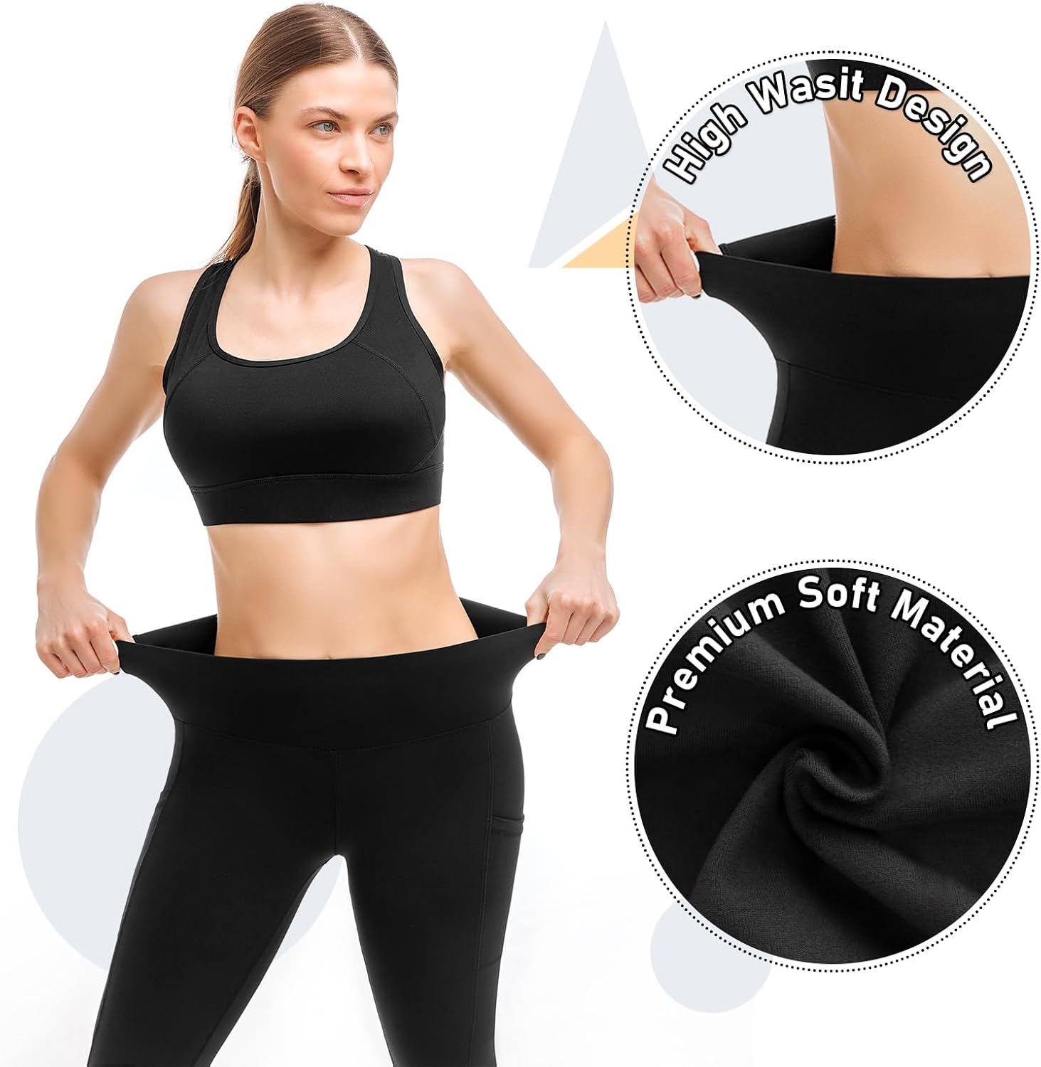 Leafigure 2er Pack High Waist Leggings Damen mit Taschen – Bild 5