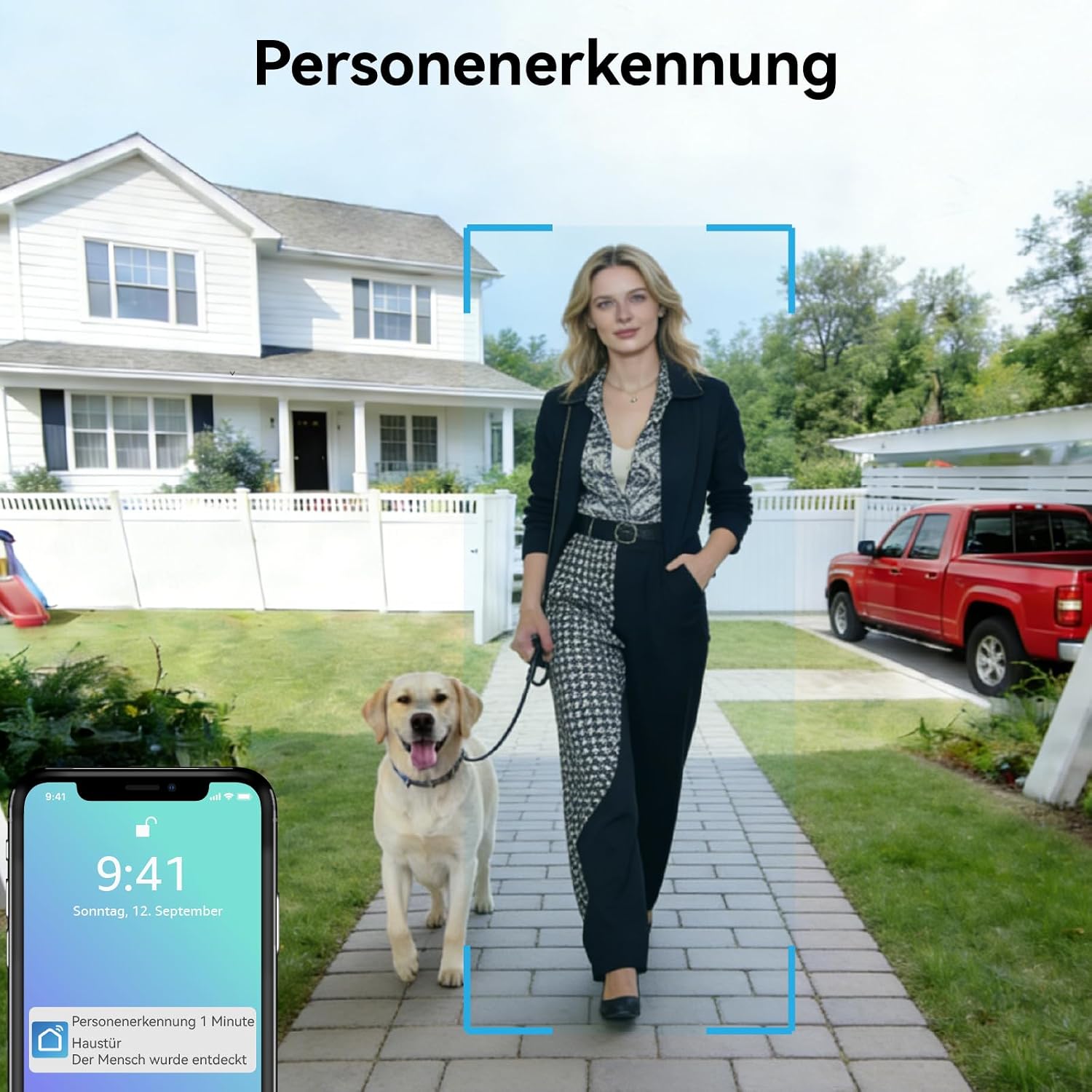 Video Türklingel mit Kamera, 2-Draht, Türsprechanlage mit 7" Farb-Touchscreen, Entsperren und Zwei-Wege-Audio, Gegensprechanlage mit Türöffner, Personenerkennung – Bild 6