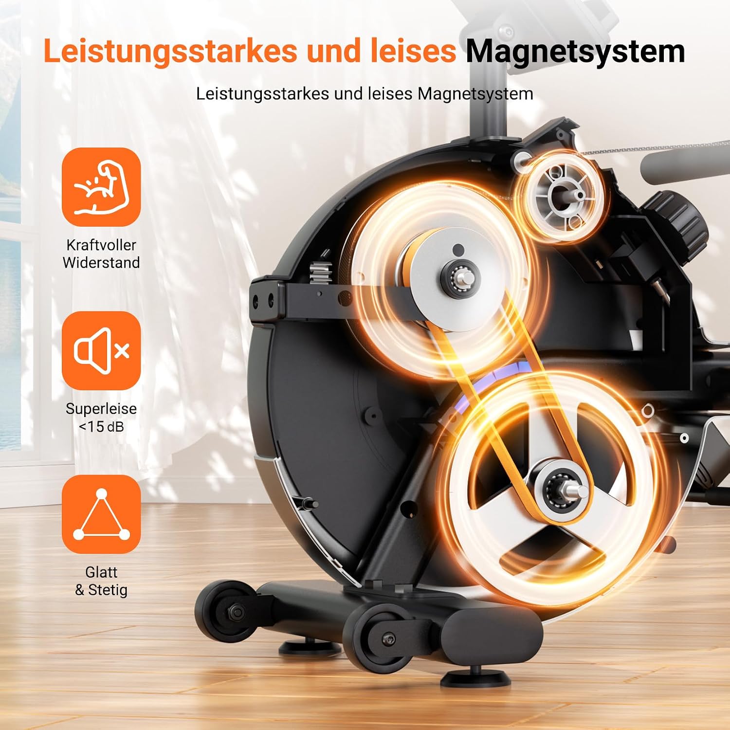 Dripex Rudergerät für Zuhause, Magnetisches Rudergerät bis 160kg Belastbar – Bild 2