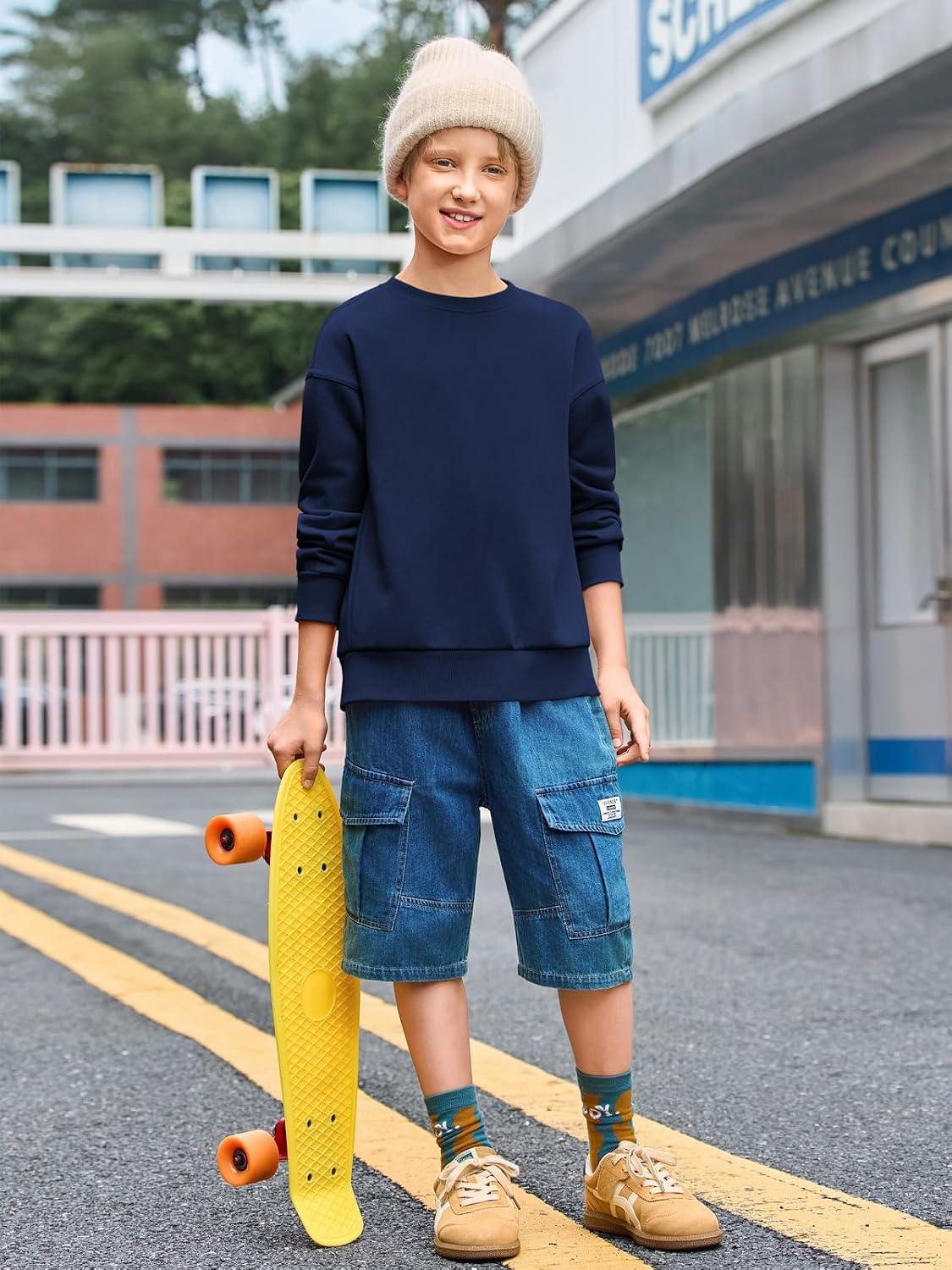 Haloumoning Jungen Sweatshirt modisches Langarm Rundhals Pullover für Kinder 5-14 Jahre – Bild 4