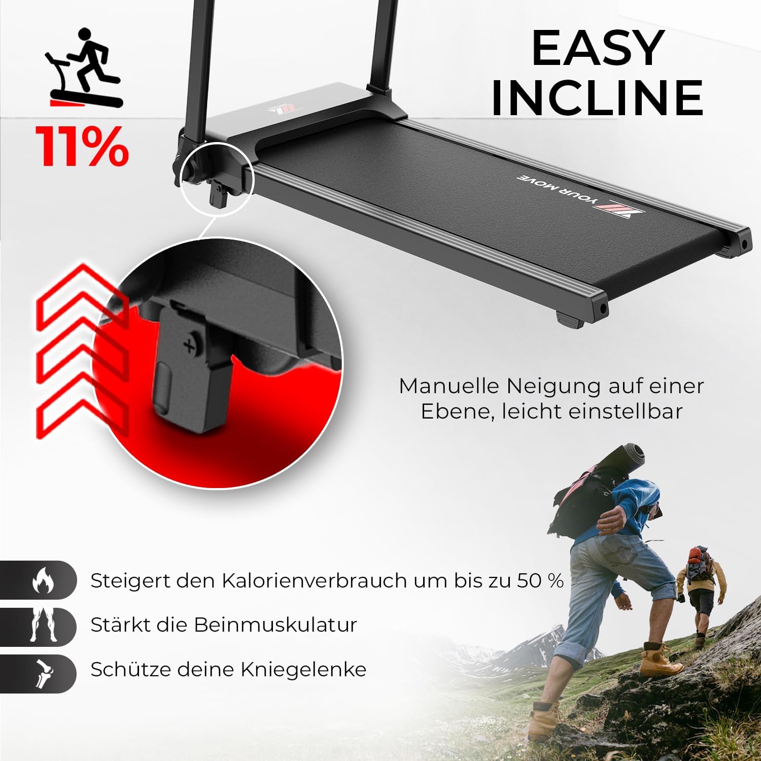 Your Move Next 1000 PRO Laufband für Zuhause, italienische Marke, 12 km/h, mit Steigung und App-Steuerung, klappbar und platzsparend, extra breite Lauffläche, mit seitlichen Haltegriffen – Bild 4