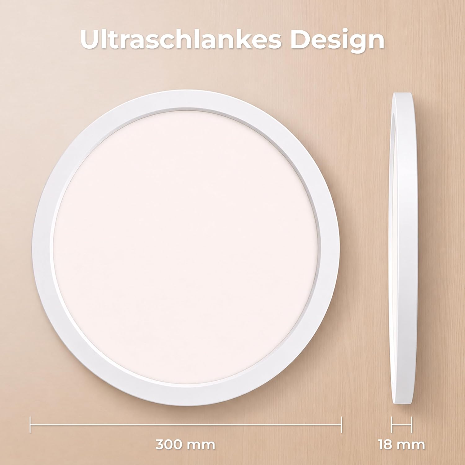 LQWELL LED Deckenleuchte Ultra Dünn Weiß 30cm 23W 6000K – Bild 7