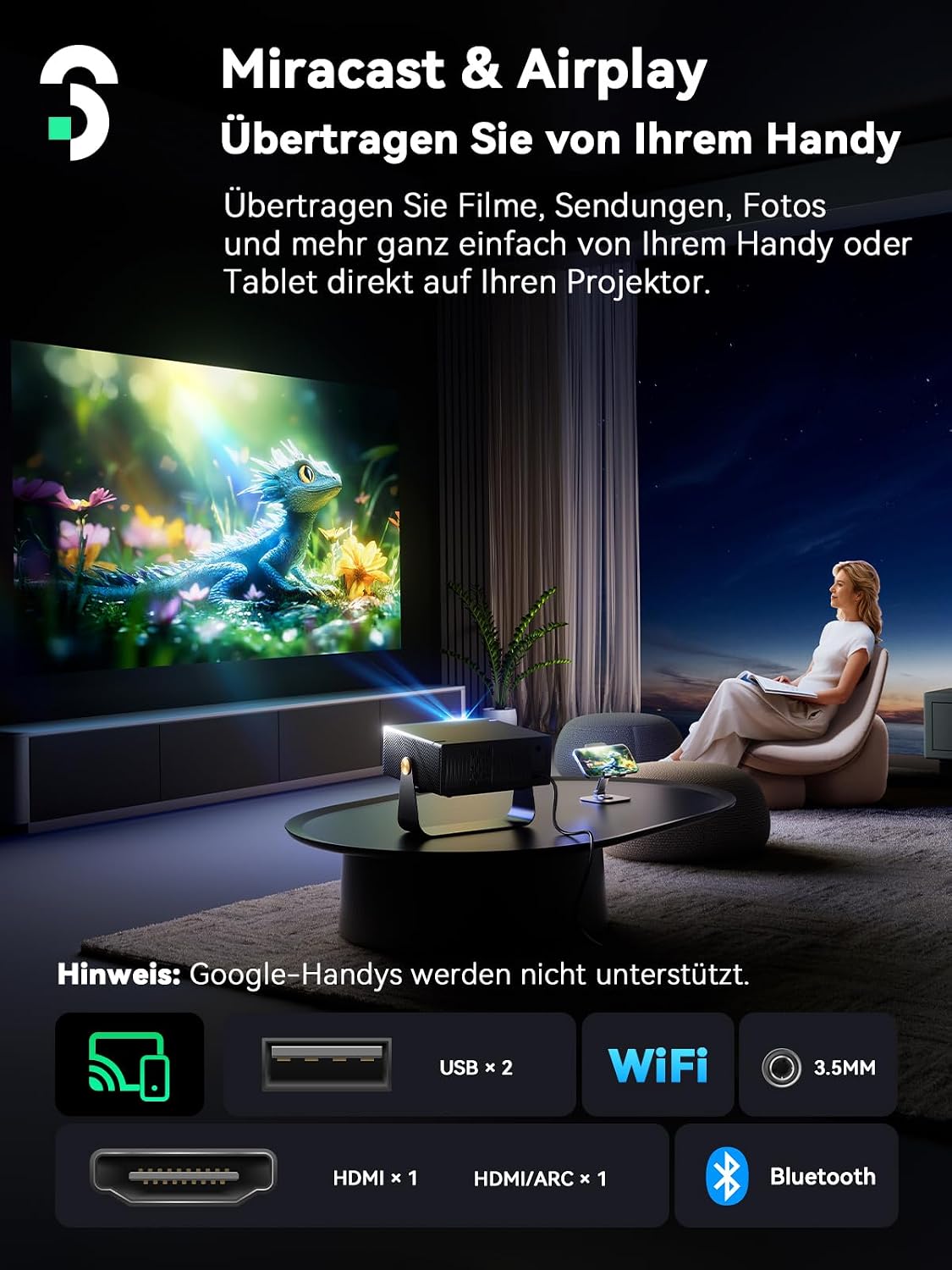 SOOMFON SK3 Smart Beamer 4K-Unterstützung Heimkino Netflix Offiziell – Bild 8