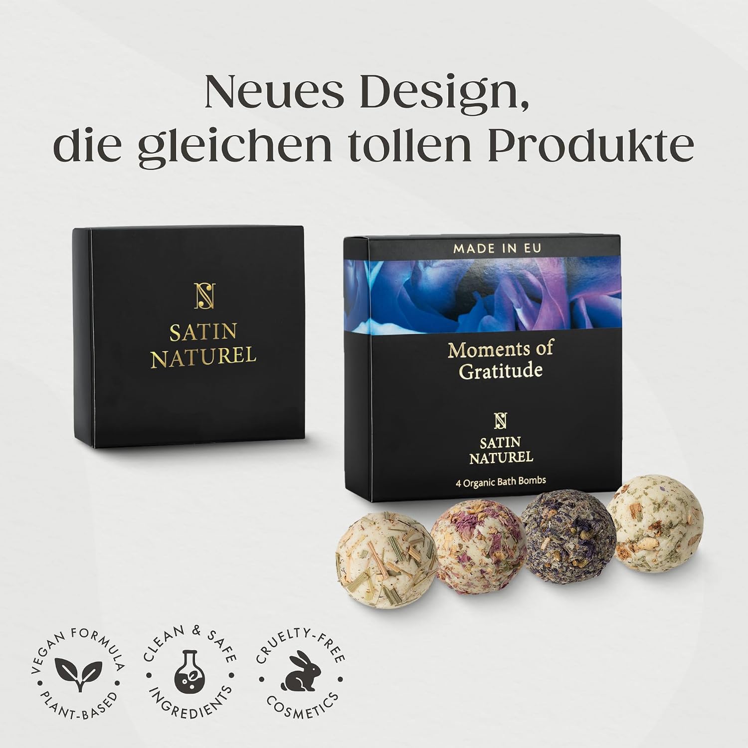 Satin Naturel 4 Luxuriöse Bio Badebomben, Wellness Geschenkset – Bild 8