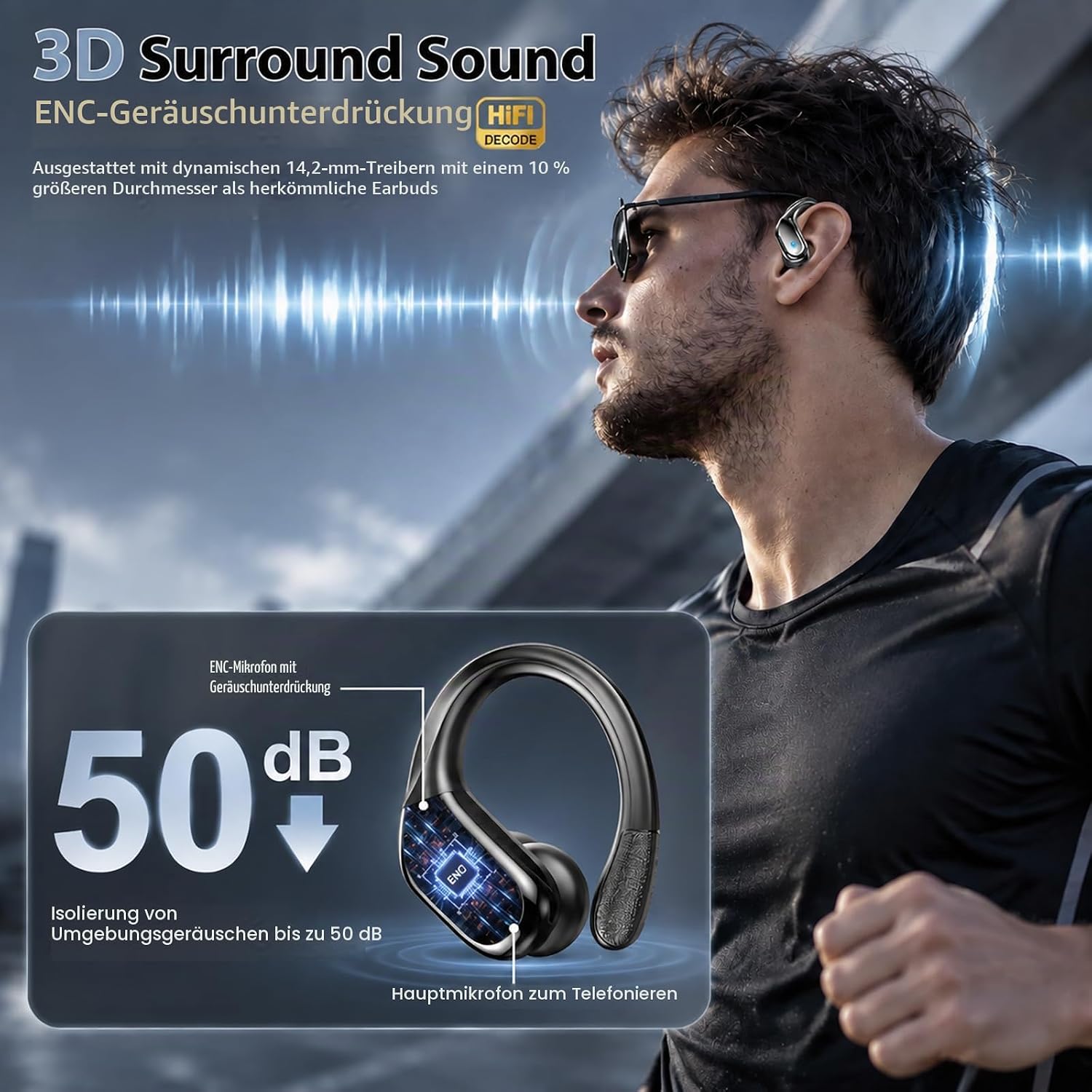 2026 Kopfhörer Kabellos Bluetooth 5.4 Kopfhörer Sport mit 28 EQ APP, 75Std – Bild 2