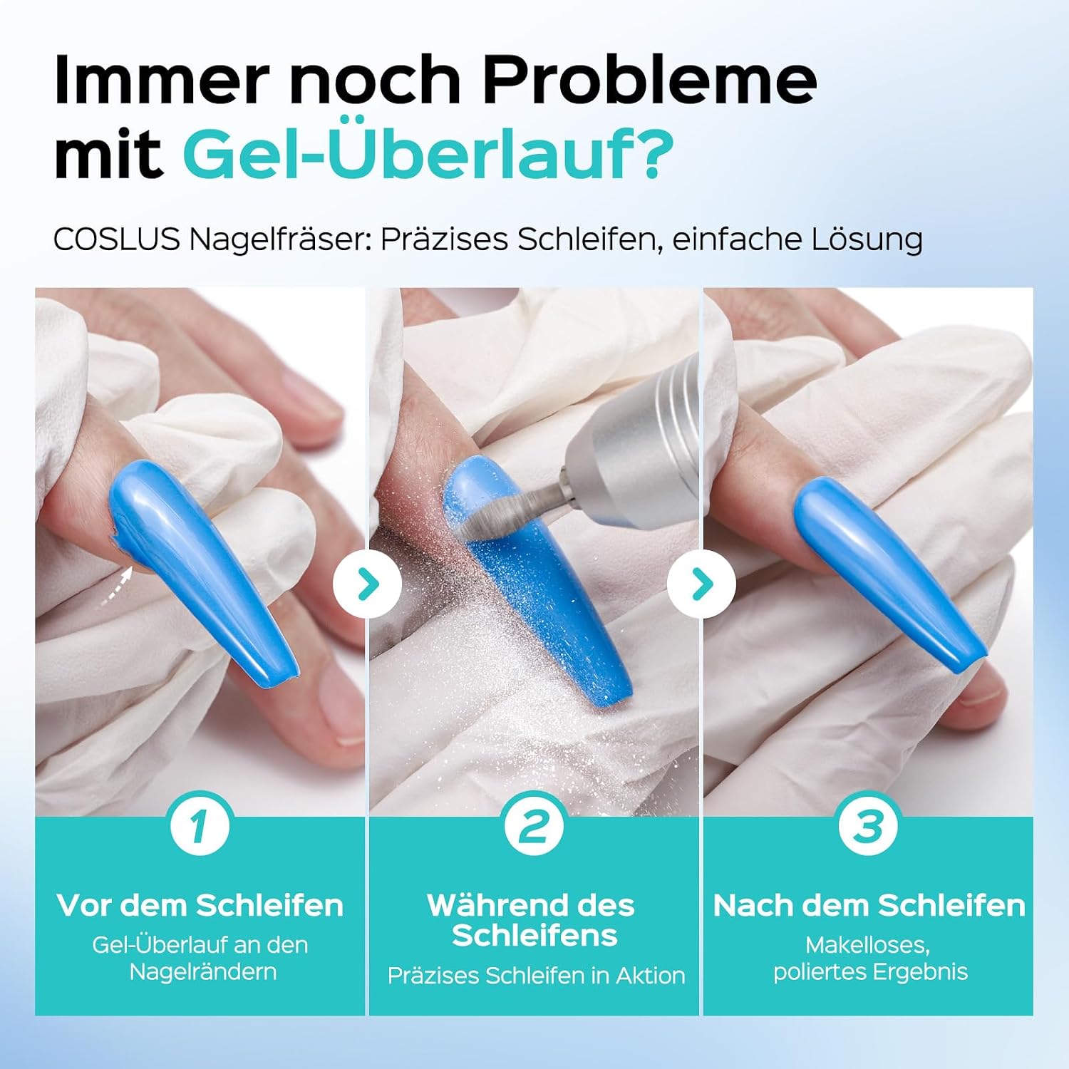 COSLUS E50 Elektrische Nagelfräser Professionell Set 35000 U/min , Weiß – Bild 3