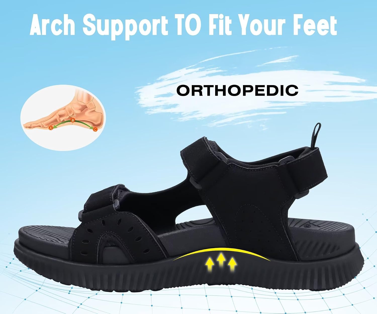 KuaiLu Herren Wandersandalen mit Orthopädische Arch Support Fußbett – Bild 5