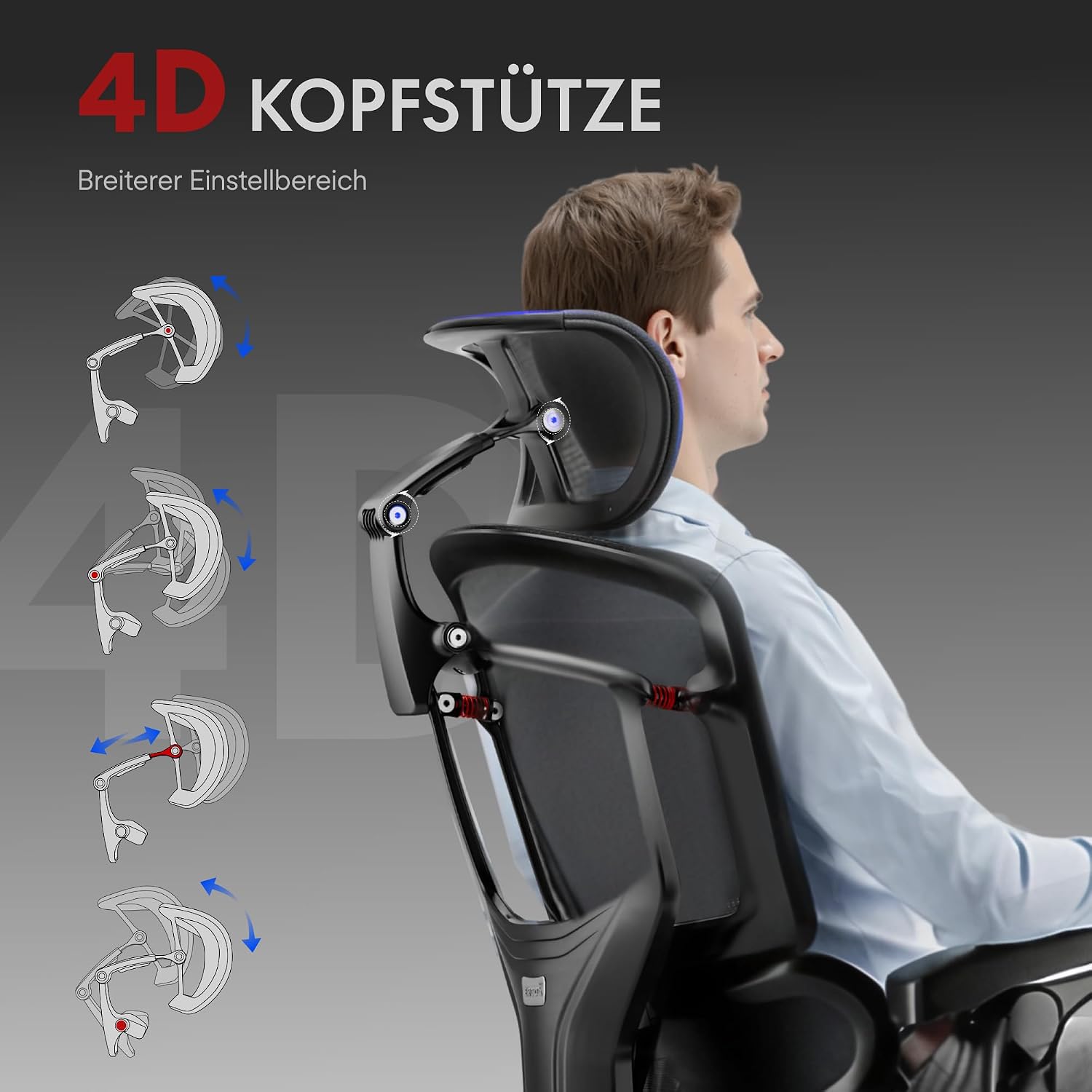 FLEXISPOT Ergonomischer Bürostuhl ErgoX Pro-Mesh Grau – Bild 5