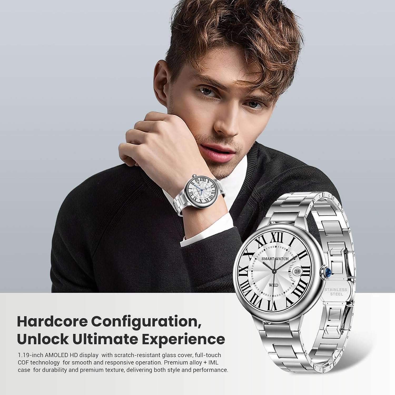 2026 Smartwatch Herren Damen, DAGPT, 1.19" Fitnessuhr Damen, 100+Sportmodi IP67 Wasserdicht Sportuhr, Smart Watch mit Schrittzähler, Herzfrequenz, SpO2, Schlafmonitor, Uhren für iOS Android Silber – Bild 2