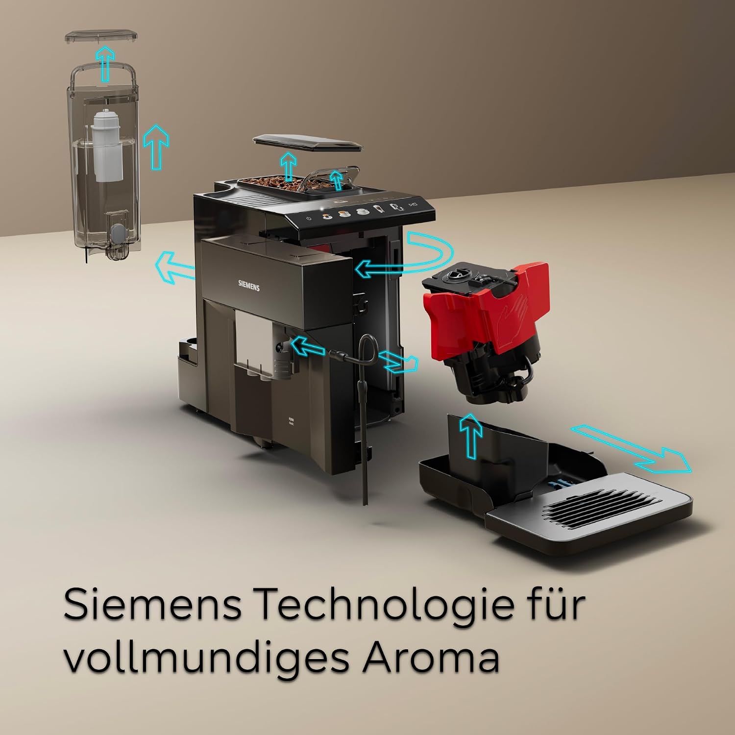 Siemens Kaffeevollautomat EQ500 classic, farbiges TFT-Display, 5 Kaffee- und Milchgetränke, Doppeltassenfunktion, einfache Reinigung, entnehmbare Brüheinheit, mit Milchschlauch, Schwarz, TP511E19 – Bild 7
