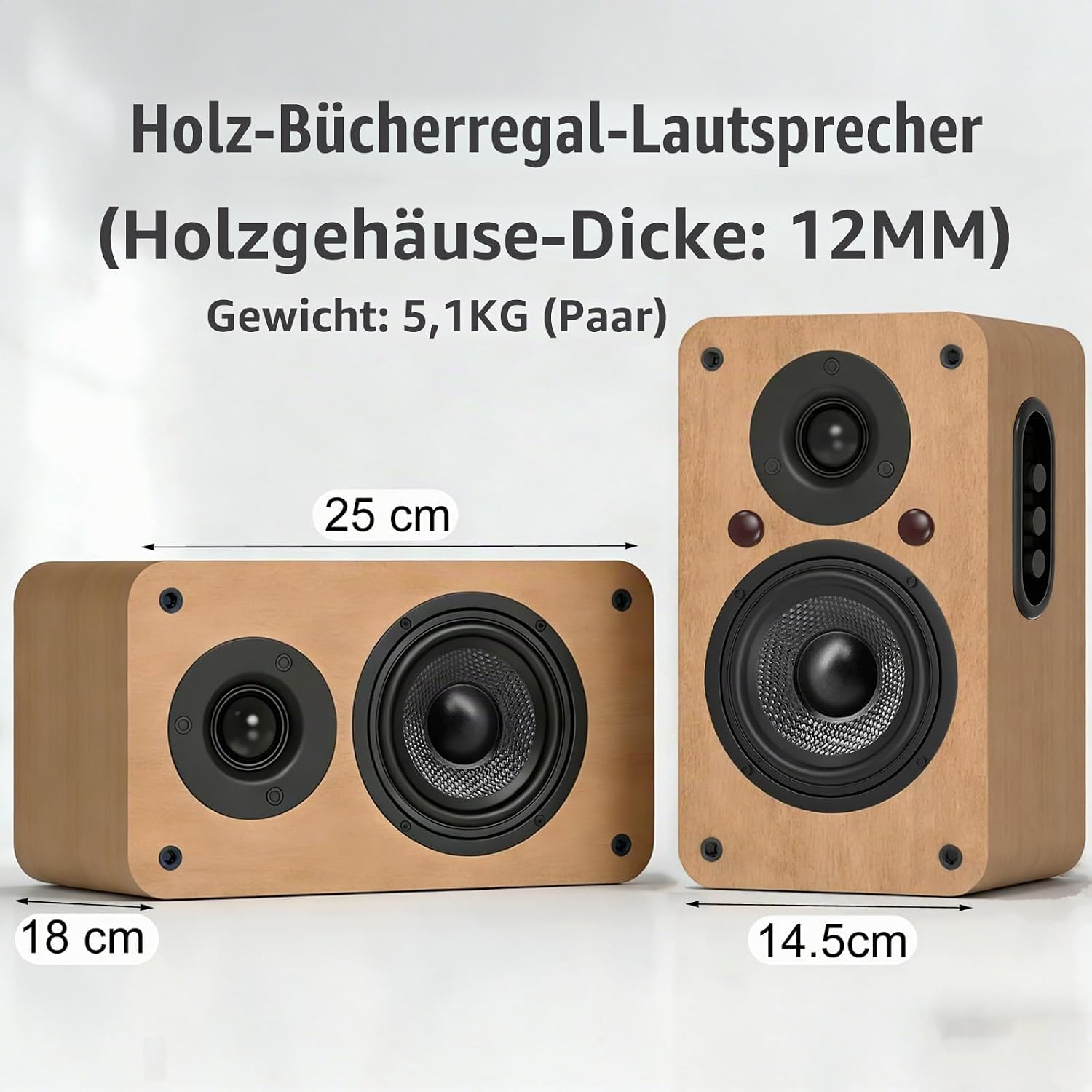 LONPOO Aktiv Regal-Lautsprecher Paar, 100W Aktivlautsprecher mit HDMI ARC – Bild 6