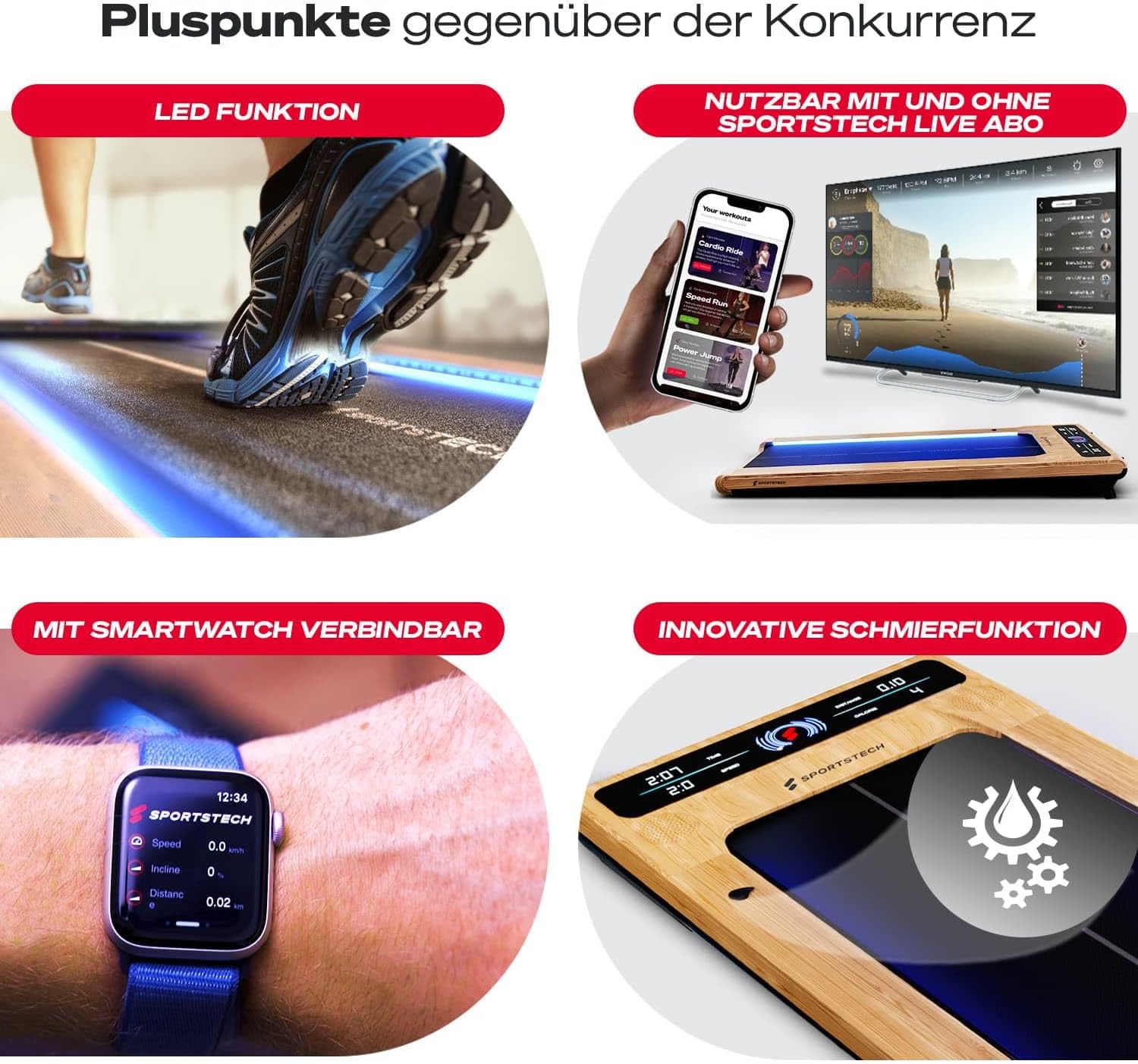 Sportstech Walking Pad mit Steigung, 150 kg belastbar, 8 km/h, Under Desk, Laufband für Zuhause Schreibtisch mit LED-Beleuchtung, fürs Home Office, Schrittzähler, bis 8 km/h, Treadmill, sWalk – Bild 8