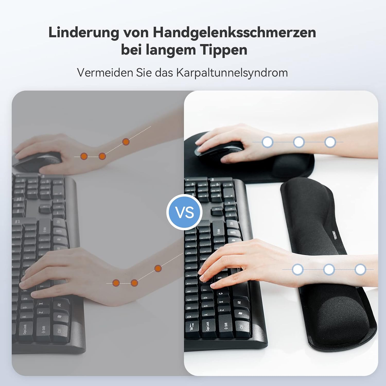 TECKNET Mauspad mit Handauflage, Ergonomische Memory Foam Tastatur Handgelenkauflage mit Mauspad 2-in-1, Löst Handgelenkschmerzen, Wasserdicht Komfort für Büro/Home, Alle Maus Tastatur, Laptop – Bild 2