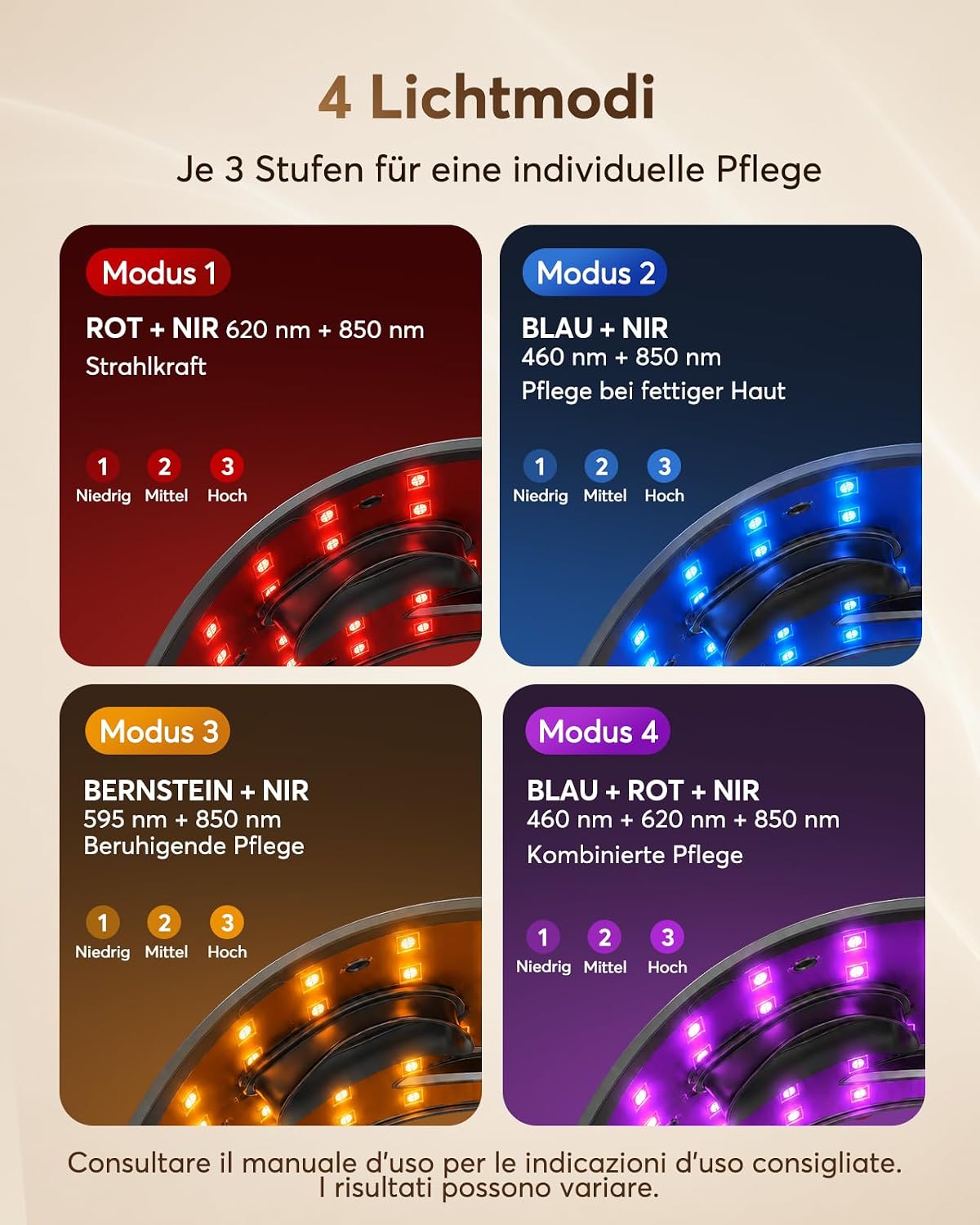 LED Maske Gesicht mit 4 Modi für Anti-Aging, Hautklärung – Bild 4