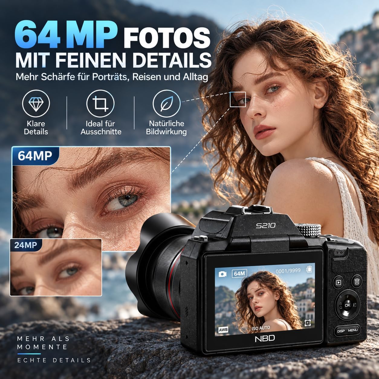 NBD 8K Digitalkamera 64MP, Autofokus, 16x optischer Zoom + 48x Hybridzoom – Bild 6