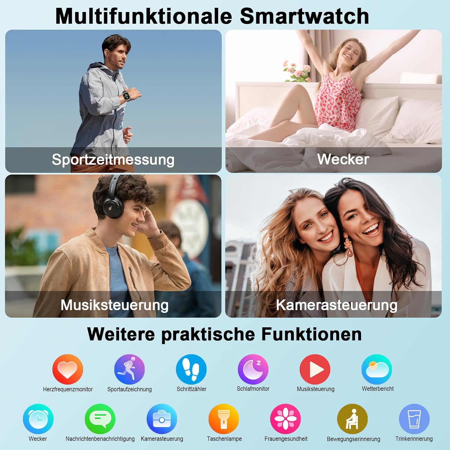 Smartwatch Herren mit GPS,2.06"AMOLED Smart Watch mit Bluetooth-5.4-Anrufe – Bild 7