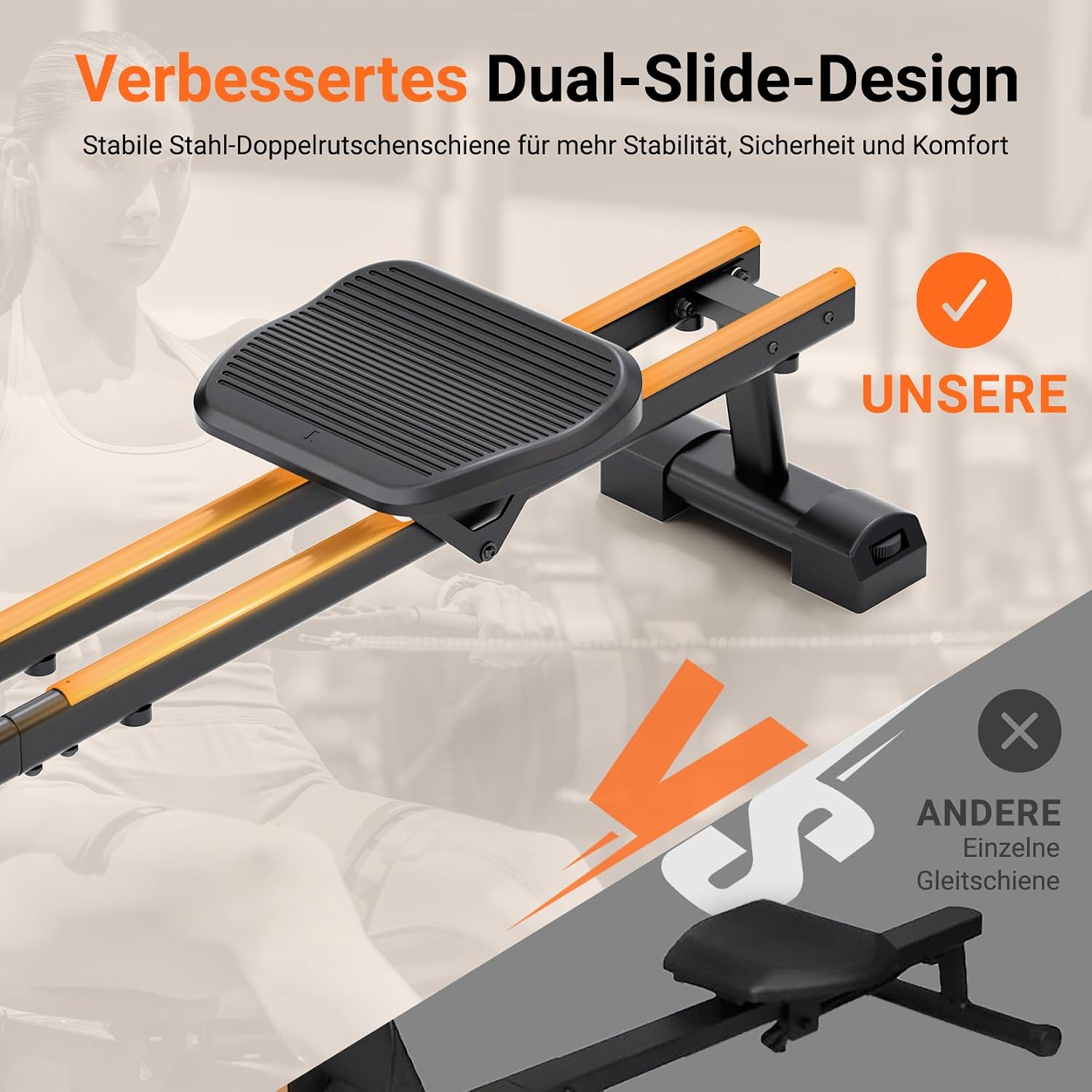 Dripex Rudergerät für Zuhause, Magnetisches Rudergerät bis 160kg Belastbar – Bild 4