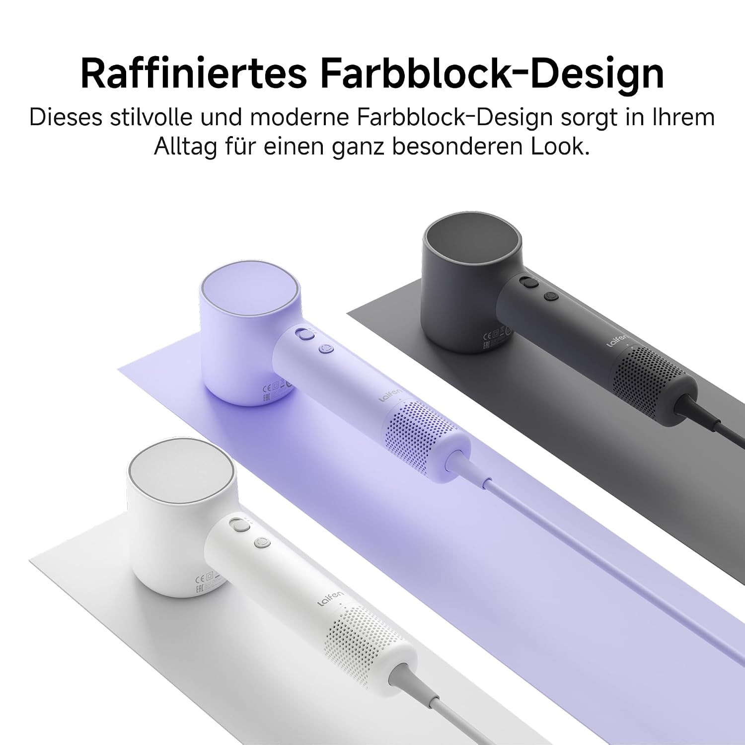 Laifen Neo Haartrockner, 22 m/s Luftstrom, 390 g leicht, Pastell-Violett – Bild 9