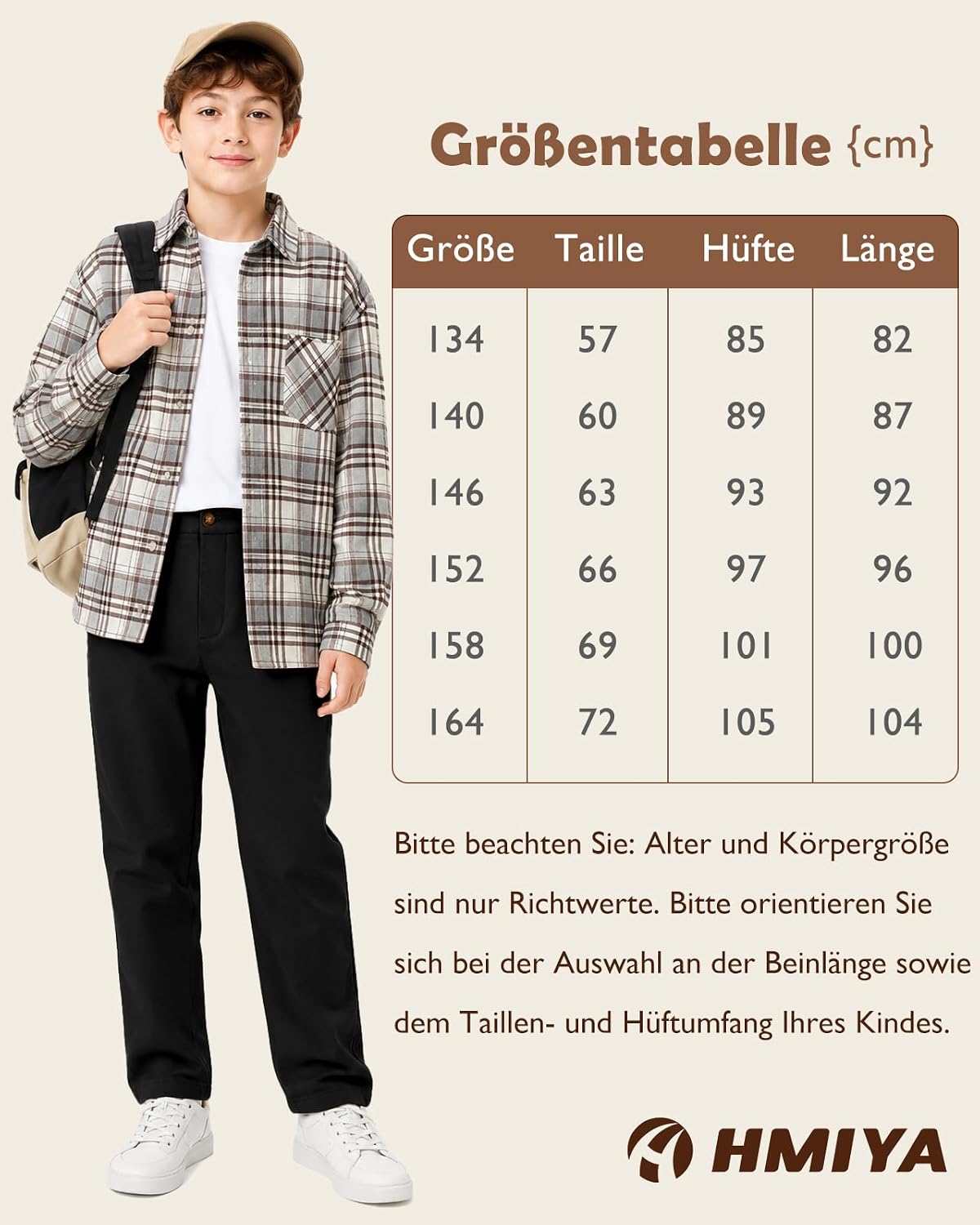 HMIYA Hose für Jungen Baumwolle Chinohose Verstellbar Bund Kinder Stoffhose – Bild 6