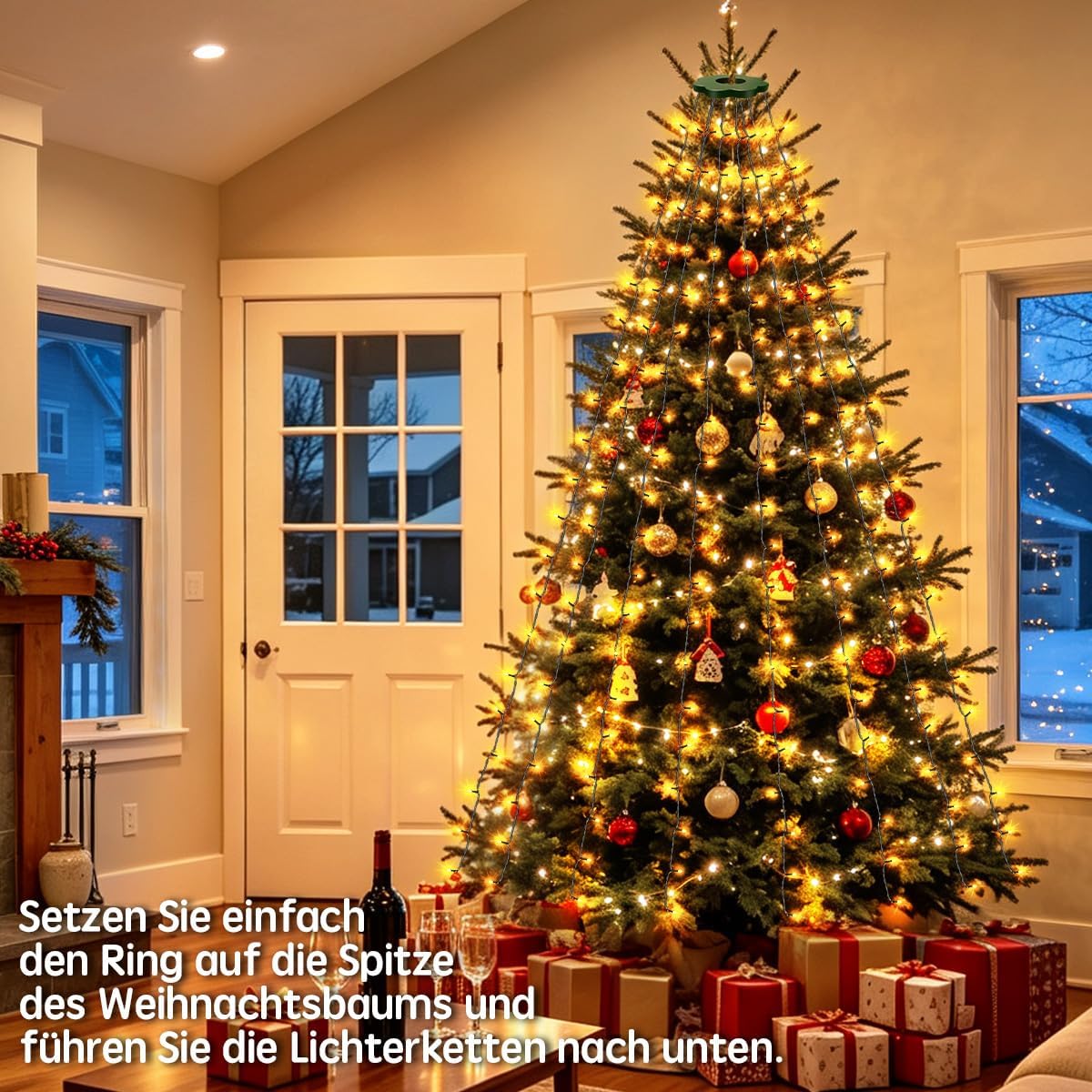 Lichterkette Weihnachtsbaum, 2m Christbaumbeleuchtung mit Ring 12 Stränge – Bild 6