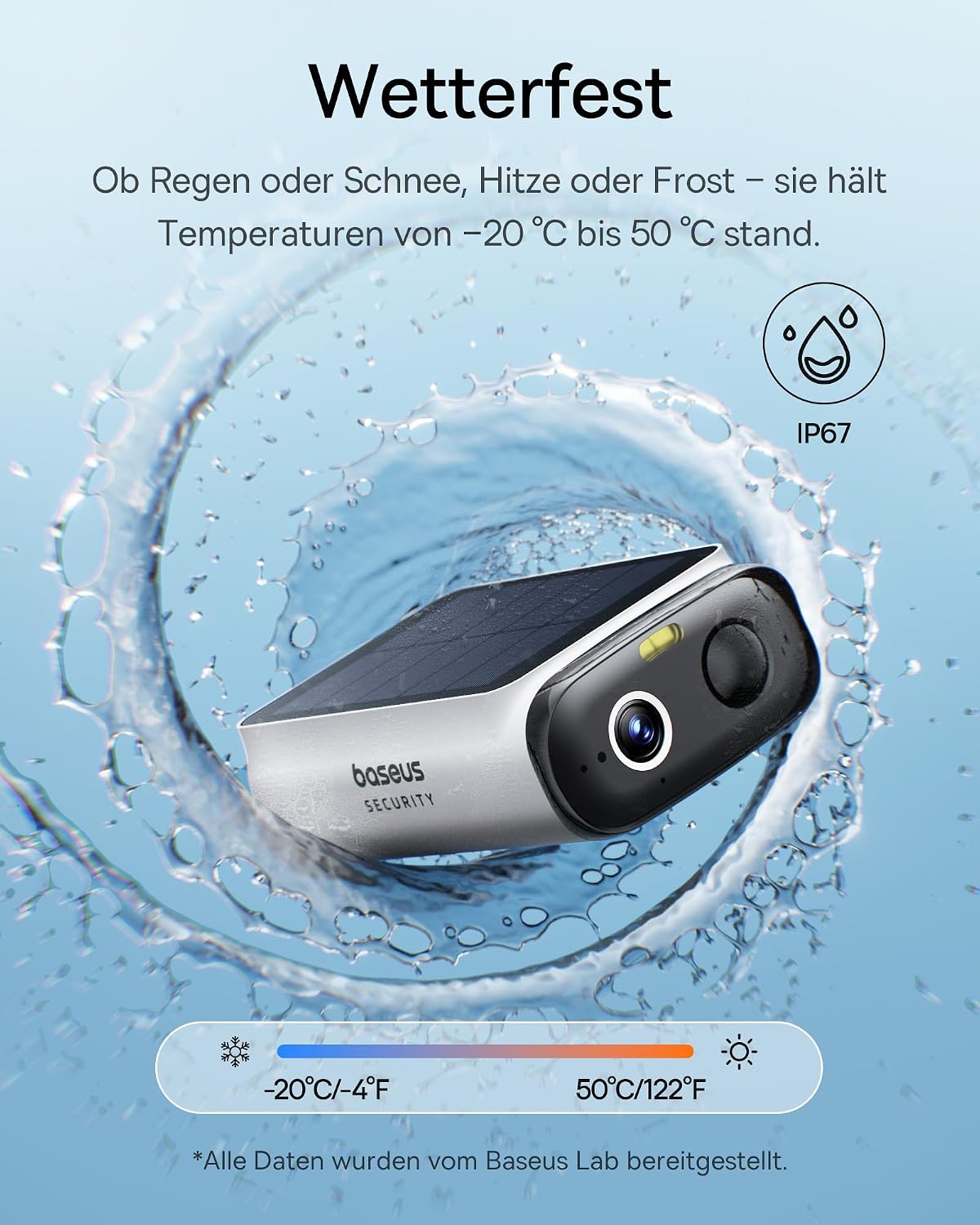 Baseus Security S1 Lite Solocam Überwachungskamera Aussen Solar Akku WLAN, IP67 Wetterfest, Kamera Überwachung Kabellos Außen 2K 135°, Farbnachtvision, Keine Gebühren, Kompatibel mit Alexa & Google – Bild 3