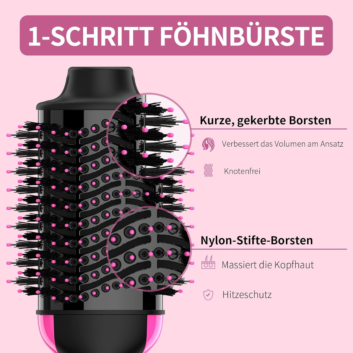 Sawop Warmluftbürste Rundbürstenföhn, Föhnbürste, Hairstyler Haartrockner Bürste in Einem, Verbessertes 4-in-1 Haartrockner und Styler Volumizer, Heißluftbürste, Haarglätter Bürste – Bild 7