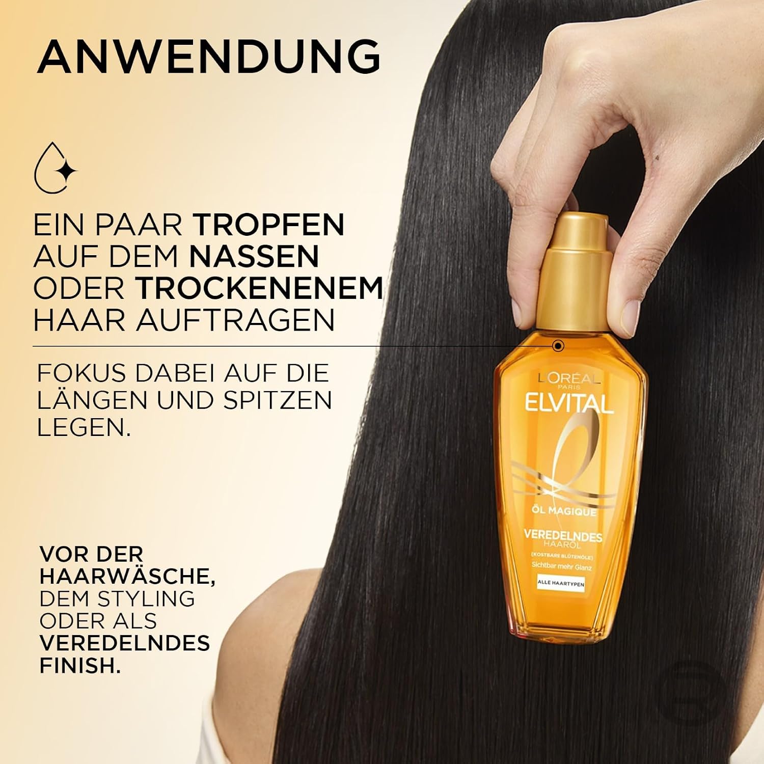 L'Oréal Paris Elvital Öl Magique Veredelndes Haaröl, für alle Haartypen, gegen Frizz und Austrocknen, mit 6 kostbaren Blütenölen, für Glanz und Geschmeidigkeit, Hitzeschutz bis 230 °C, 1 x 100ml – Bild 6